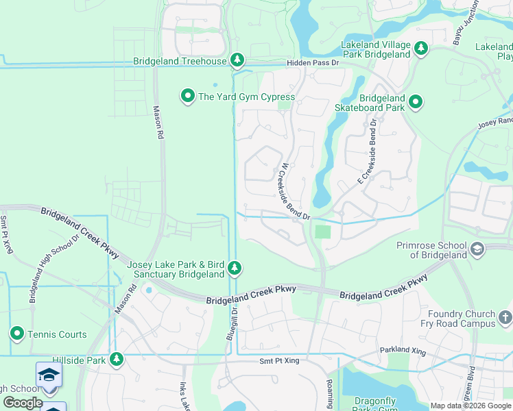map of restaurants, bars, coffee shops, grocery stores, and more near 16518 Cancy Creek Court in Cypress