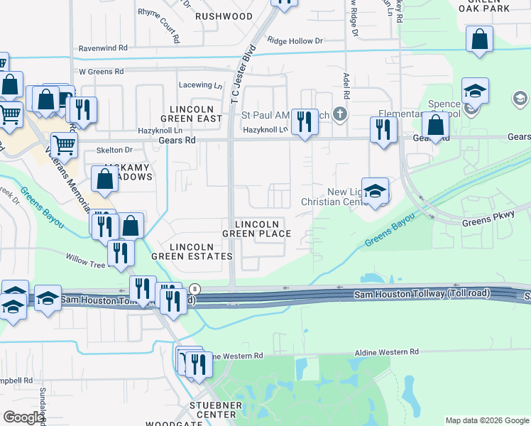 map of restaurants, bars, coffee shops, grocery stores, and more near 1818 Live Oak Hill Street in Houston