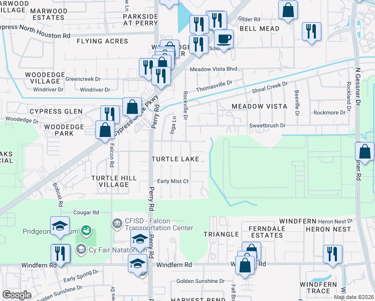 map of restaurants, bars, coffee shops, grocery stores, and more near 11703 Lennington Lane in Houston