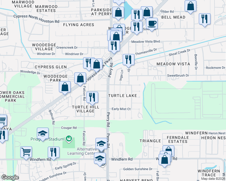 map of restaurants, bars, coffee shops, grocery stores, and more near 11702 Stone Bridge Drive in Houston