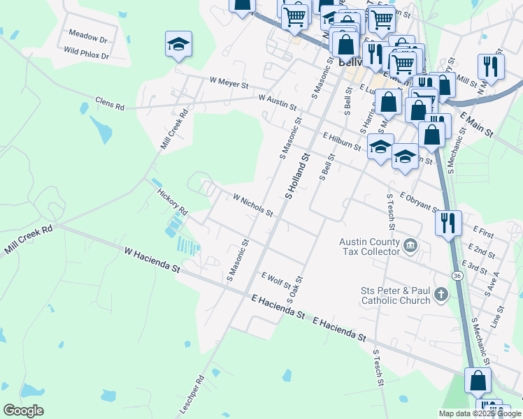 map of restaurants, bars, coffee shops, grocery stores, and more near 499 W Nichols St in Bellville