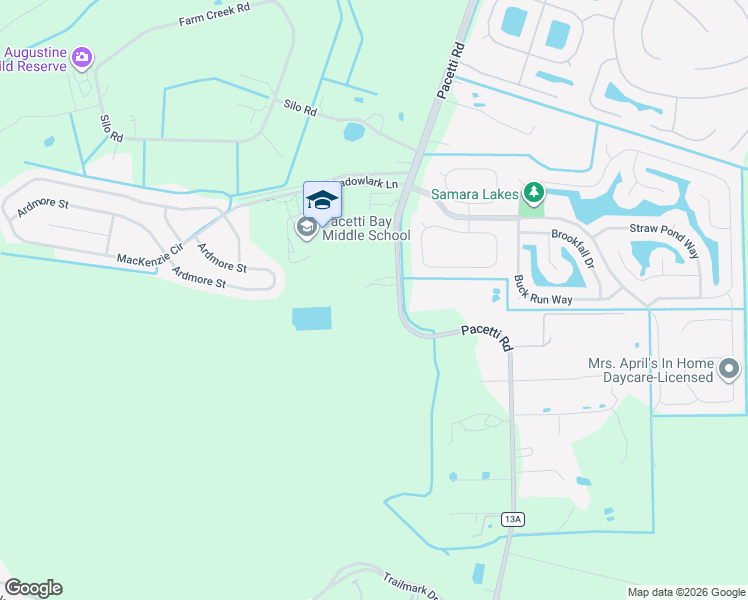 map of restaurants, bars, coffee shops, grocery stores, and more near 3551A Pacetti Road in St. Augustine