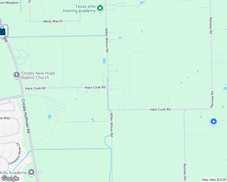 map of restaurants, bars, coffee shops, grocery stores, and more near 18184 Miller Wilson Rd in Crosby