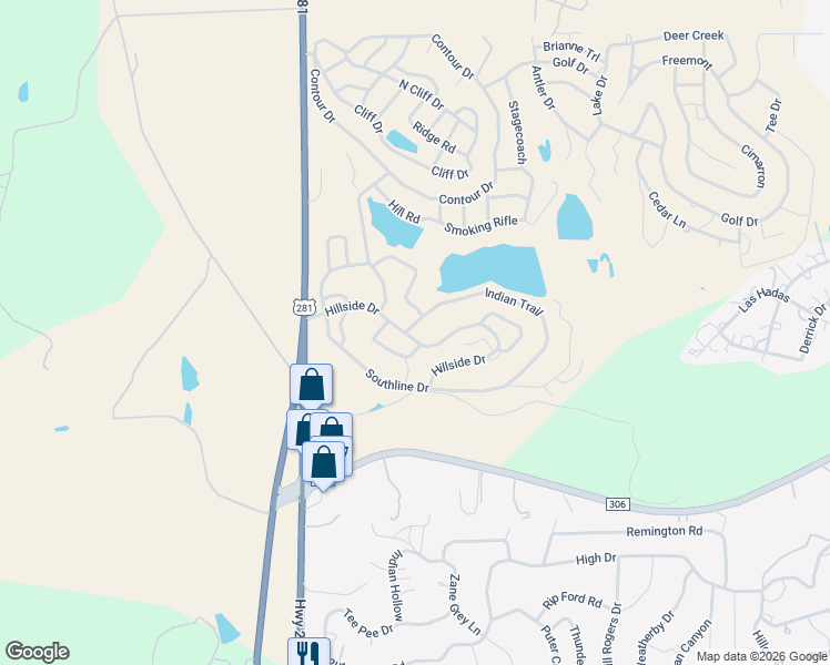 map of restaurants, bars, coffee shops, grocery stores, and more near 112 Hill Drive in Spring Branch