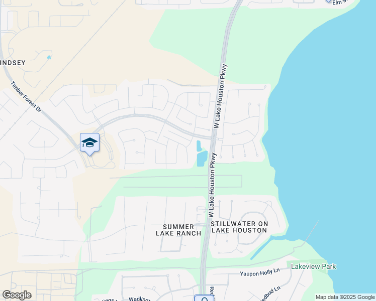 map of restaurants, bars, coffee shops, grocery stores, and more near Lakewood Pines Boulevard in Houston