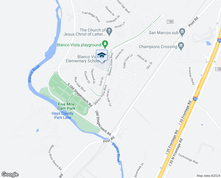 map of restaurants, bars, coffee shops, grocery stores, and more near 225 Lacey Oak Loop in San Marcos