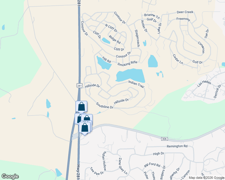 map of restaurants, bars, coffee shops, grocery stores, and more near 112 Hill Drive in Spring Branch