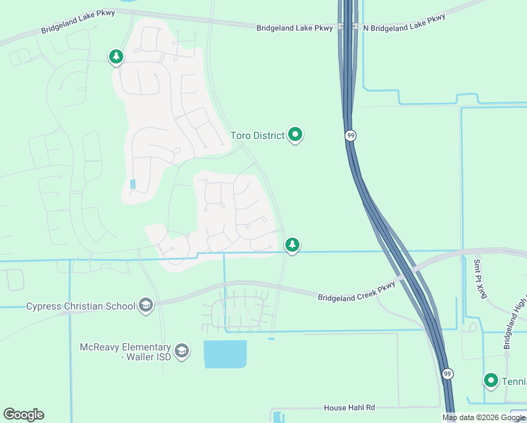 map of restaurants, bars, coffee shops, grocery stores, and more near Grand Parkway in Cypress