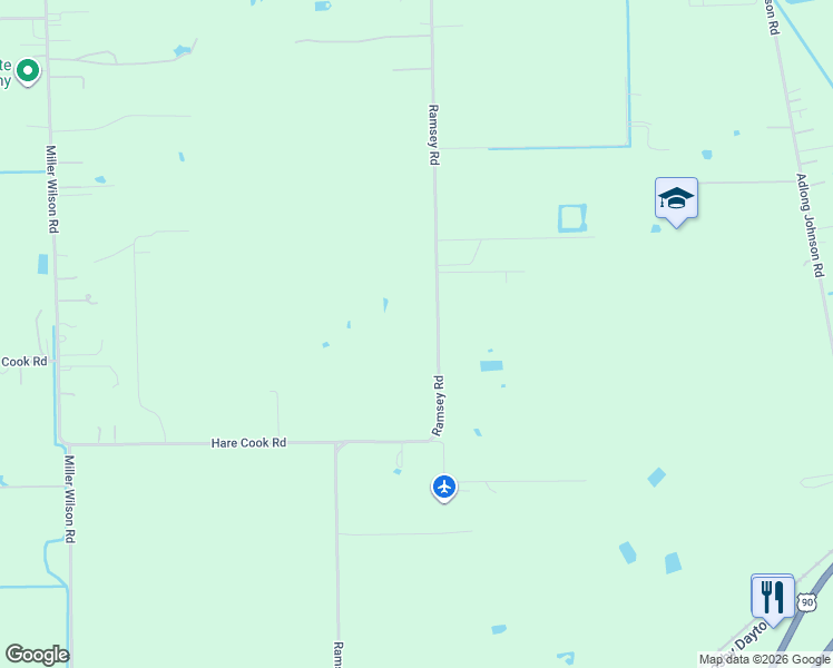 map of restaurants, bars, coffee shops, grocery stores, and more near 18223 Ramsey Road in Crosby