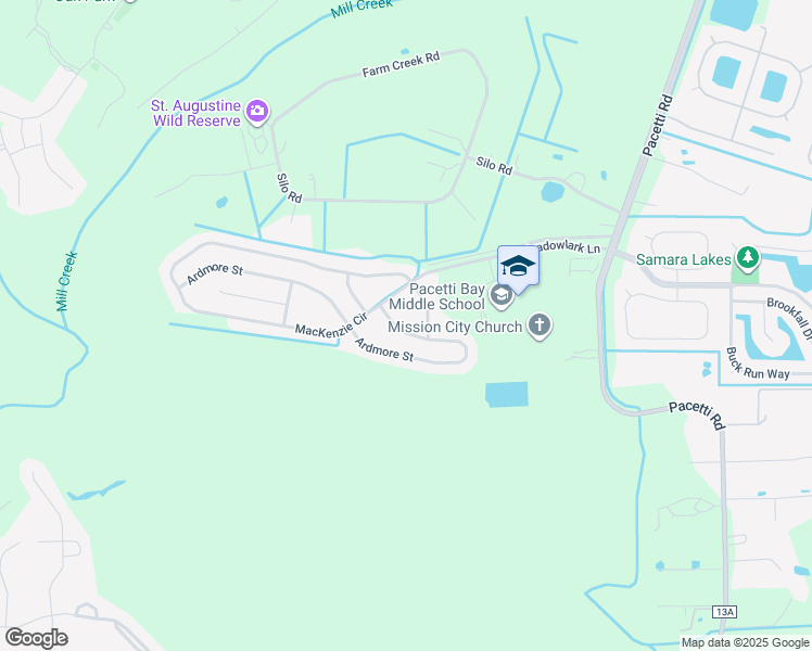 map of restaurants, bars, coffee shops, grocery stores, and more near 1012 Ardmore Street in St. Augustine