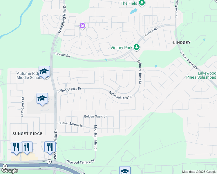 map of restaurants, bars, coffee shops, grocery stores, and more near 12323 Sabine Point Drive in Humble