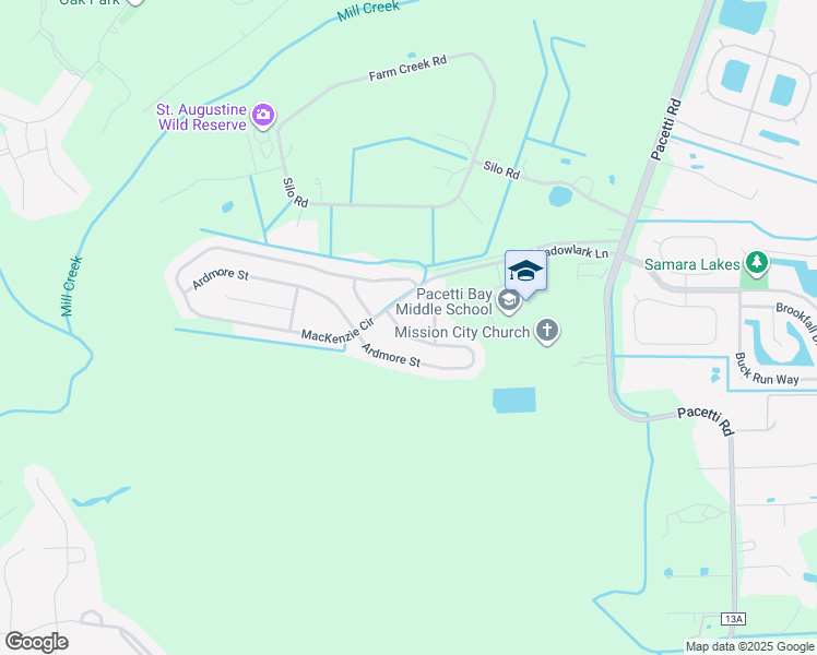 map of restaurants, bars, coffee shops, grocery stores, and more near 1012 Ardmore Street in St. Augustine