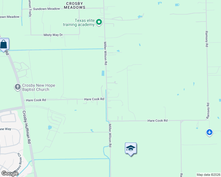 map of restaurants, bars, coffee shops, grocery stores, and more near 18222 Miller Wilson Road in Crosby