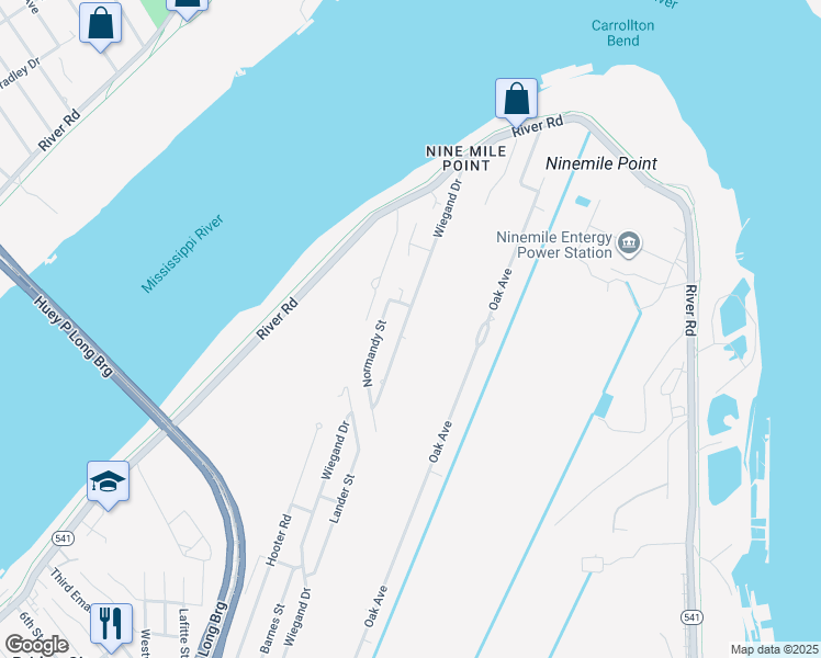 map of restaurants, bars, coffee shops, grocery stores, and more near 5109 Elmwood Pkwy in Bridge City
