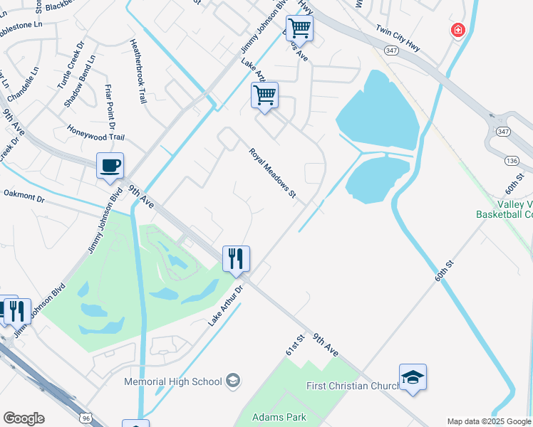 map of restaurants, bars, coffee shops, grocery stores, and more near 3936 Pleasant Hill Court in Port Arthur