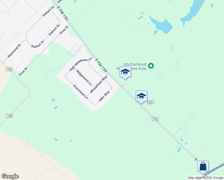 map of restaurants, bars, coffee shops, grocery stores, and more near 7001 Milo Way in Kyle