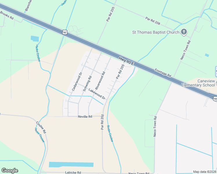 map of restaurants, bars, coffee shops, grocery stores, and more near 3304 Freyou Road in New Iberia