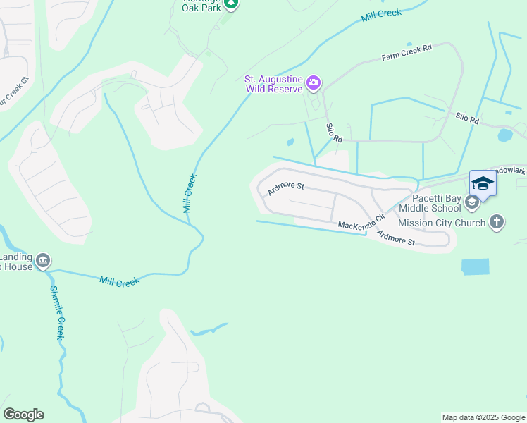 map of restaurants, bars, coffee shops, grocery stores, and more near 601 Mackenzie Circle in St. Augustine