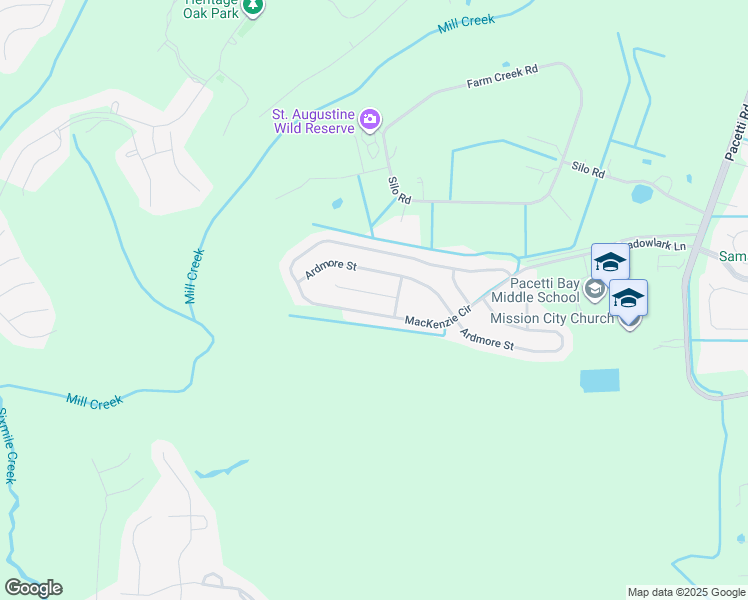map of restaurants, bars, coffee shops, grocery stores, and more near 1417 Heather Court in Saint Augustine
