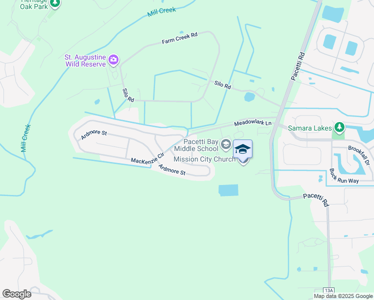 map of restaurants, bars, coffee shops, grocery stores, and more near 913 Mackinaw Trail in Saint Augustine