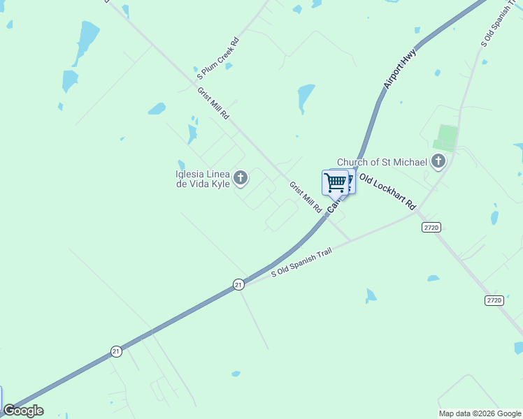 map of restaurants, bars, coffee shops, grocery stores, and more near 44 Grist Mill Road in Uhland