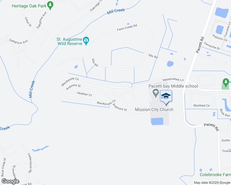 map of restaurants, bars, coffee shops, grocery stores, and more near 1220 Maclaren Street in St. Augustine