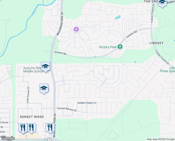 map of restaurants, bars, coffee shops, grocery stores, and more near 15439 Royce Holly Drive in Humble