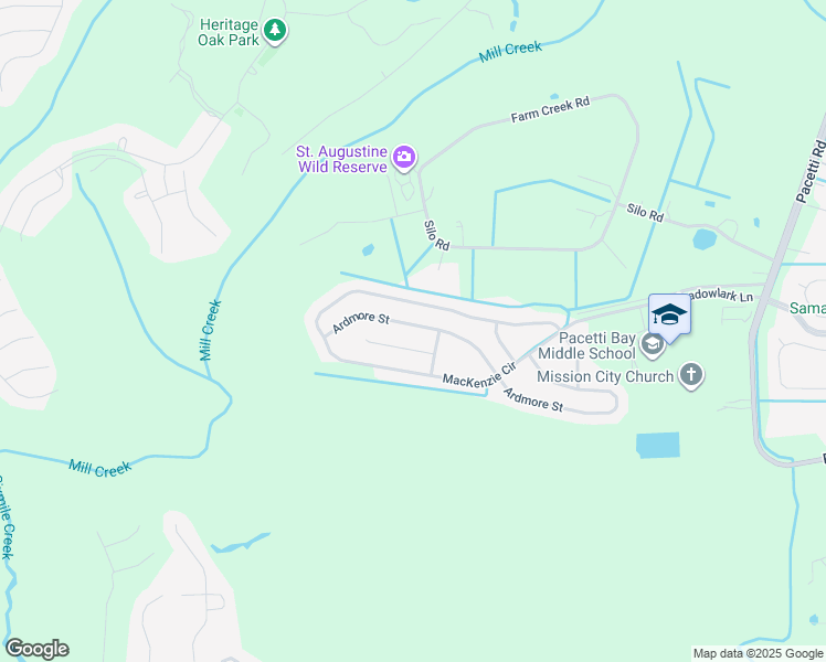map of restaurants, bars, coffee shops, grocery stores, and more near 1282 Ardmore Street in St. Augustine