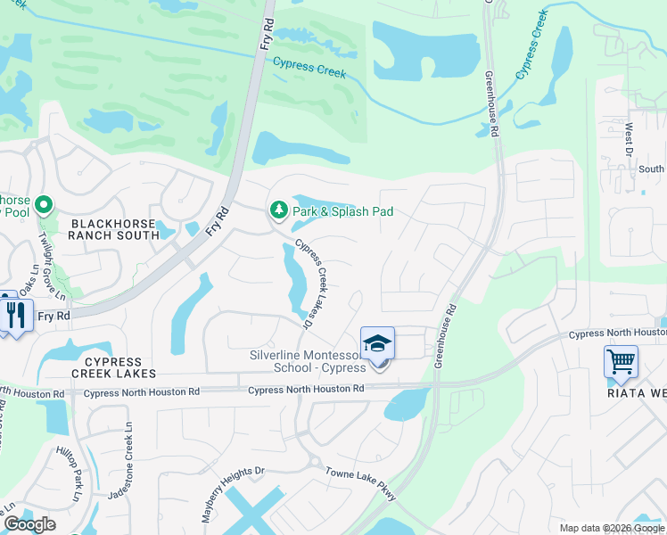 map of restaurants, bars, coffee shops, grocery stores, and more near 26123 Timberstone Court in Cypress