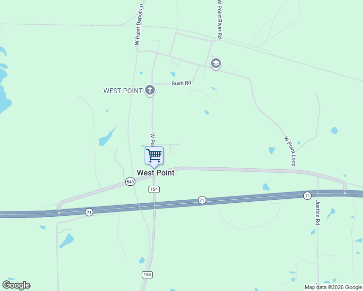 map of restaurants, bars, coffee shops, grocery stores, and more near 211 McDuffy Lane in West Point