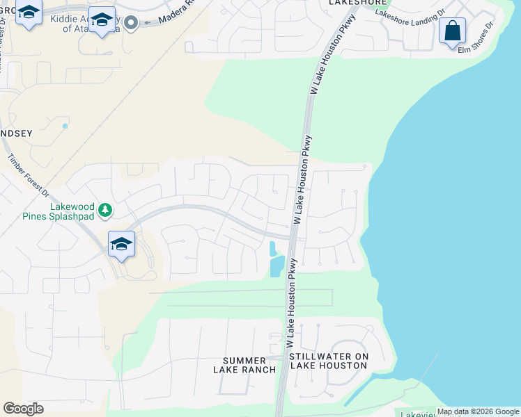 map of restaurants, bars, coffee shops, grocery stores, and more near 15422 Amber Manor Lane in Houston