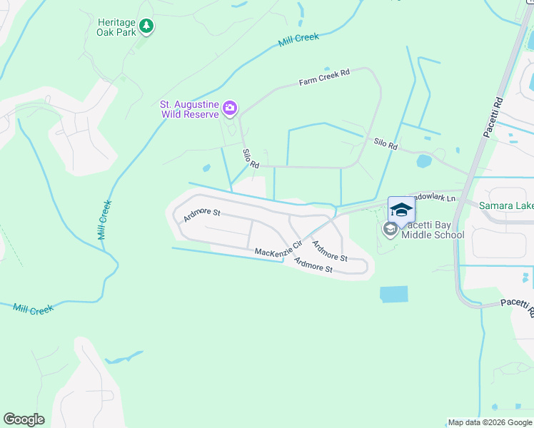 map of restaurants, bars, coffee shops, grocery stores, and more near 788 Mackenzie Circle in St. Augustine