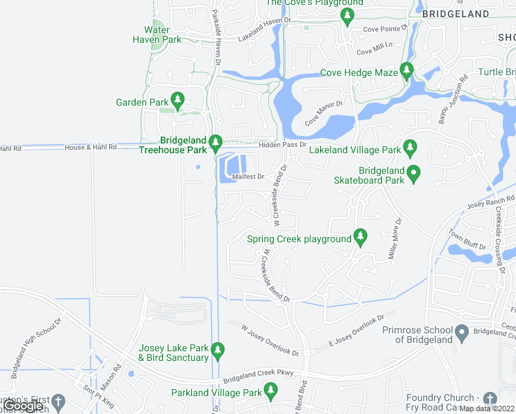map of restaurants, bars, coffee shops, grocery stores, and more near 17006 Brickellbush Court in Cypress
