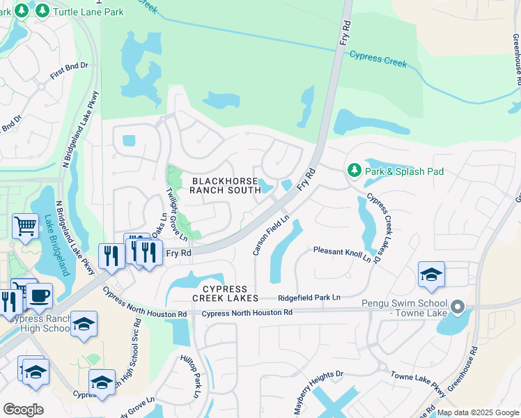 map of restaurants, bars, coffee shops, grocery stores, and more near 26611 Granite Knoll Lane in Cypress