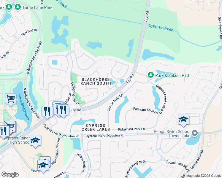 map of restaurants, bars, coffee shops, grocery stores, and more near 26611 Granite Knoll Ln in Cypress