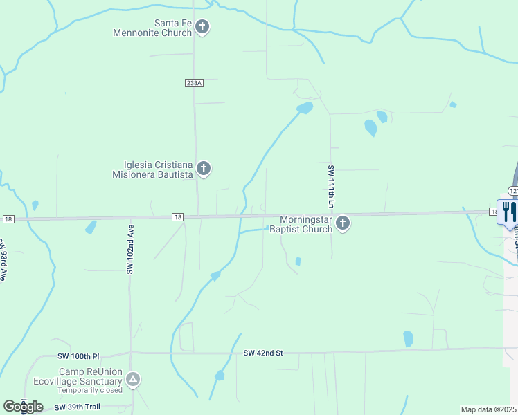 map of restaurants, bars, coffee shops, grocery stores, and more near 4886 County Road 18 in Lake Butler