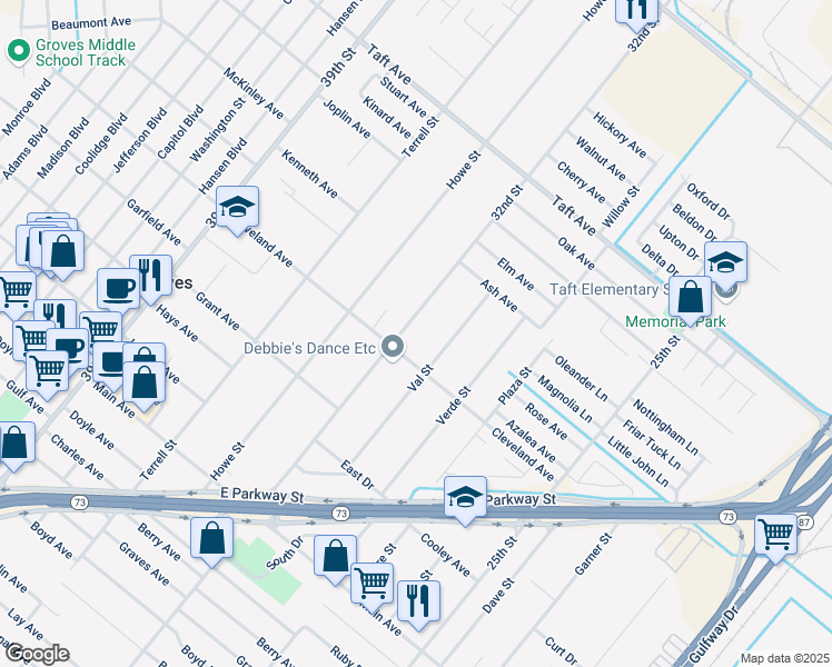 map of restaurants, bars, coffee shops, grocery stores, and more near 3230 Cleveland Avenue in Groves