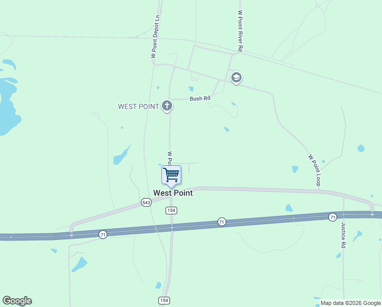 map of restaurants, bars, coffee shops, grocery stores, and more near 211 McDuffy Lane in West Point