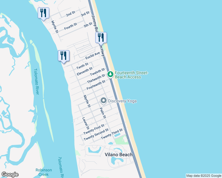 map of restaurants, bars, coffee shops, grocery stores, and more near 3978A Coastal Highway in St. Augustine