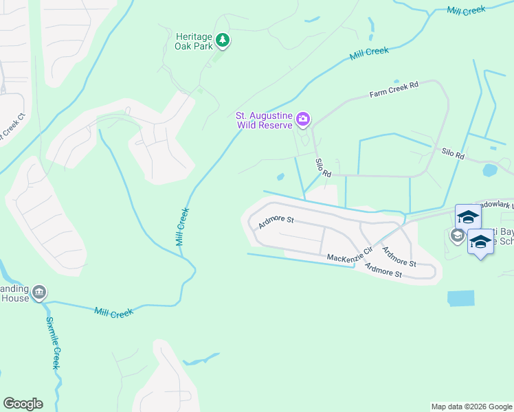 map of restaurants, bars, coffee shops, grocery stores, and more near 661 Mackenzie Circle in St. Augustine