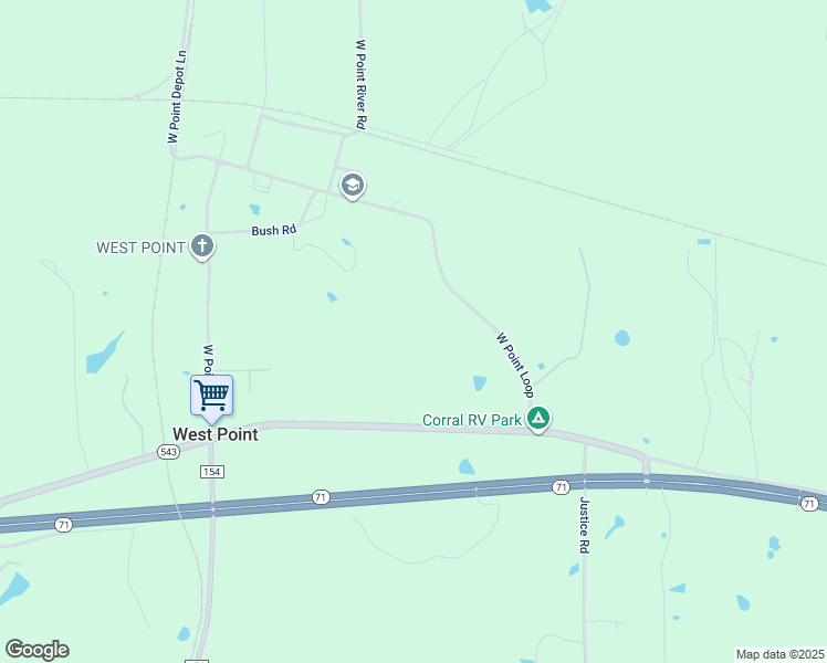 map of restaurants, bars, coffee shops, grocery stores, and more near 1716 West Point Loop in West Point