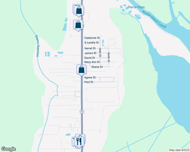map of restaurants, bars, coffee shops, grocery stores, and more near 121 Agnes Street in Pierre Part