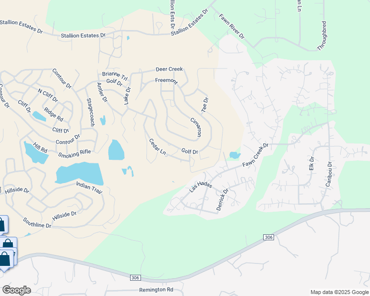 map of restaurants, bars, coffee shops, grocery stores, and more near 2455 Golf Drive in Spring Branch