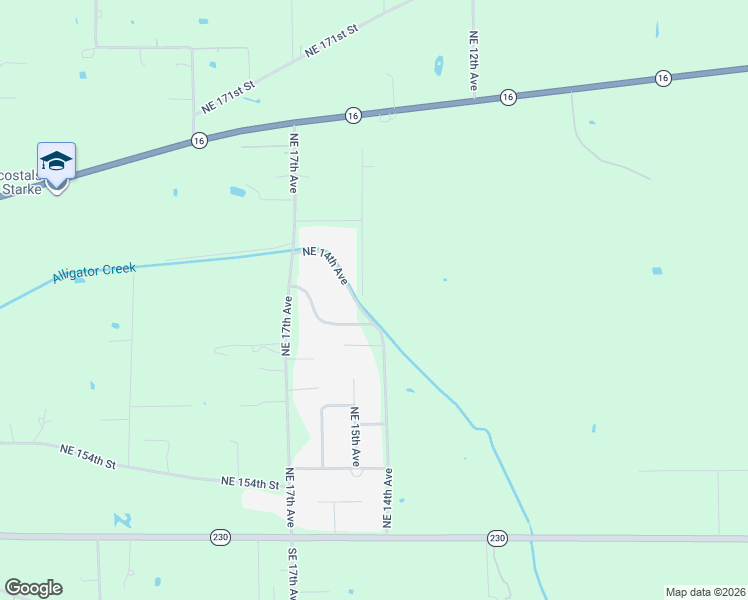 map of restaurants, bars, coffee shops, grocery stores, and more near 15809 Northeast 15th Place in Starke