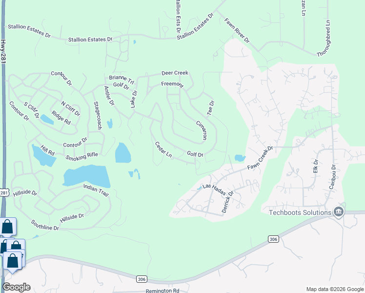 map of restaurants, bars, coffee shops, grocery stores, and more near 2455 Golf Drive in Spring Branch