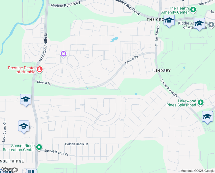 map of restaurants, bars, coffee shops, grocery stores, and more near 12400 Greens Road in Atascocita