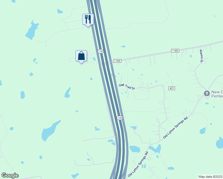 map of restaurants, bars, coffee shops, grocery stores, and more near 79 Oak Trail Dr in Lockhart