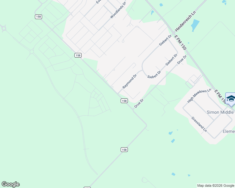 map of restaurants, bars, coffee shops, grocery stores, and more near 640 County Road 158 in Kyle