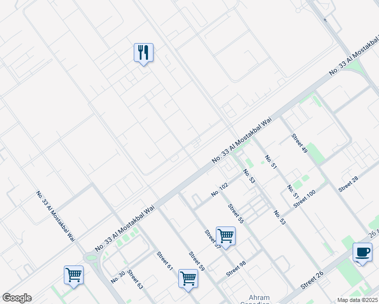 map of restaurants, bars, coffee shops, grocery stores, and more near No. 53 in 6th of October City (2)