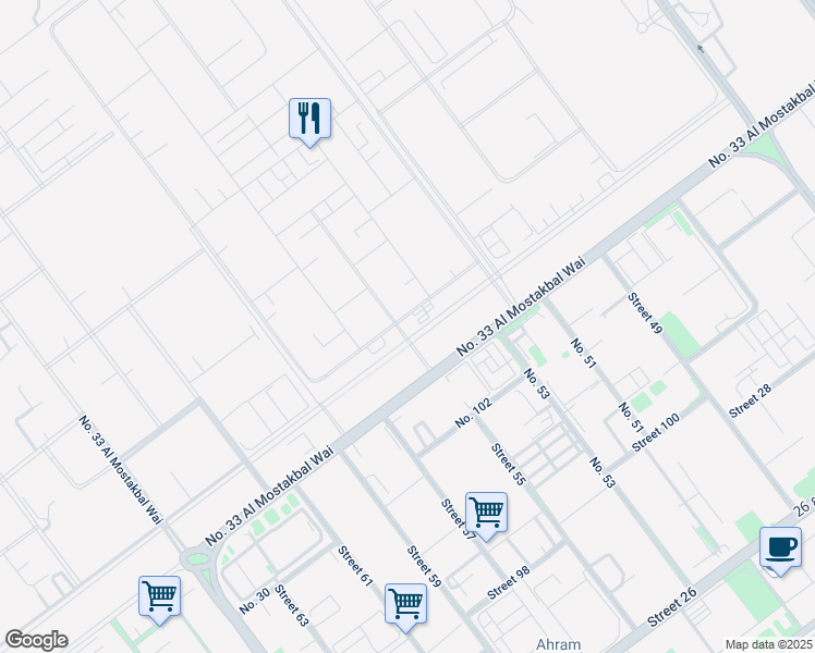 map of restaurants, bars, coffee shops, grocery stores, and more near No. 53 in 6th of October City (2)